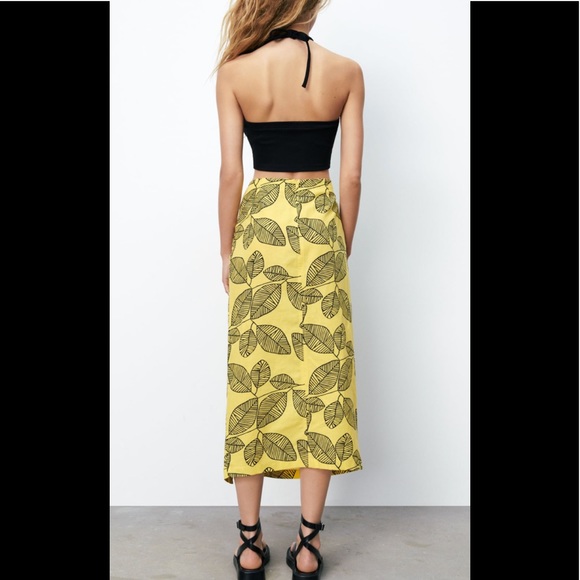 Zara printed linen blend skirt - Picture 4 of 5